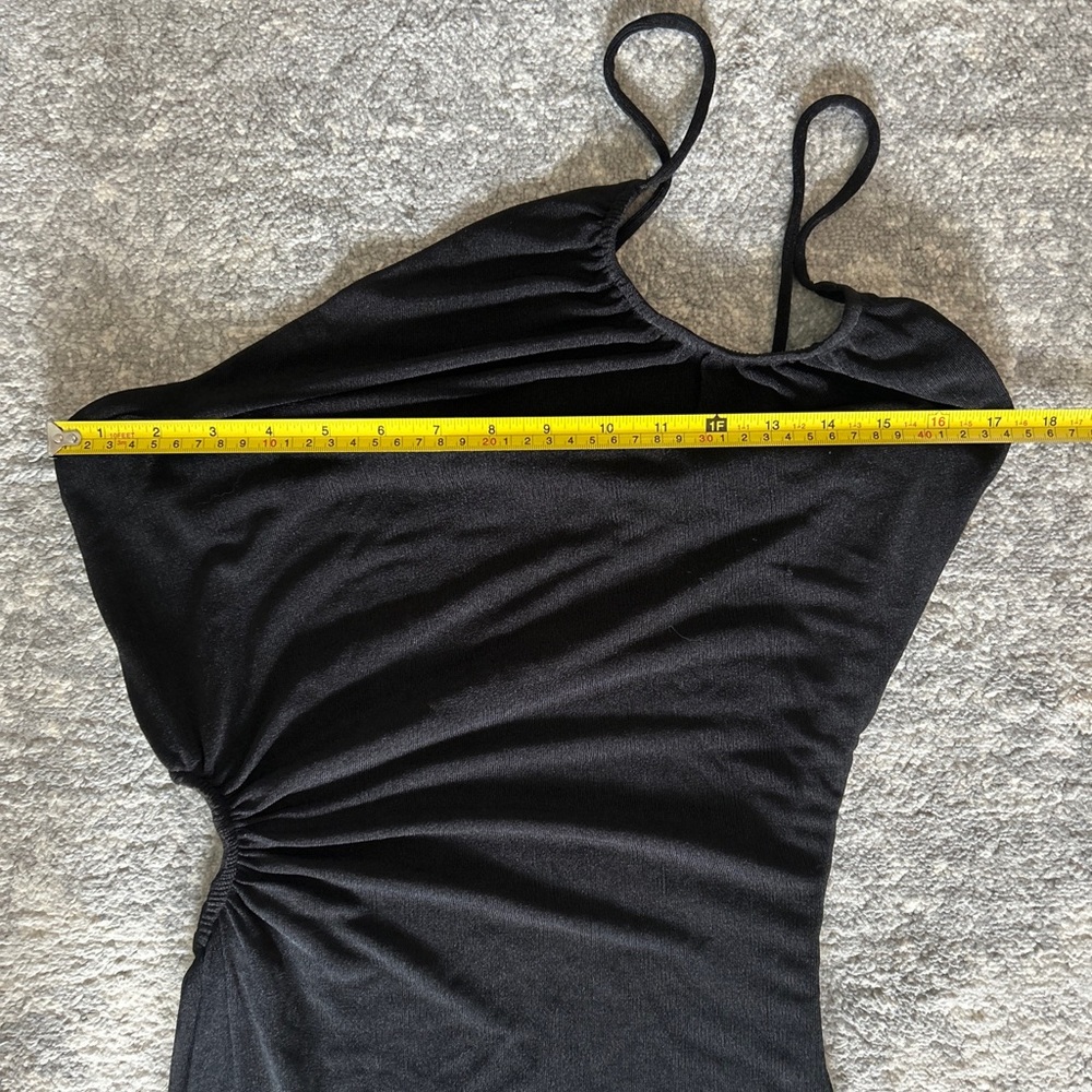 NWT Misha Collection Black X Revolve Vanina One Shoulder Side cut Dress Size 8 - Picture 9 of 13